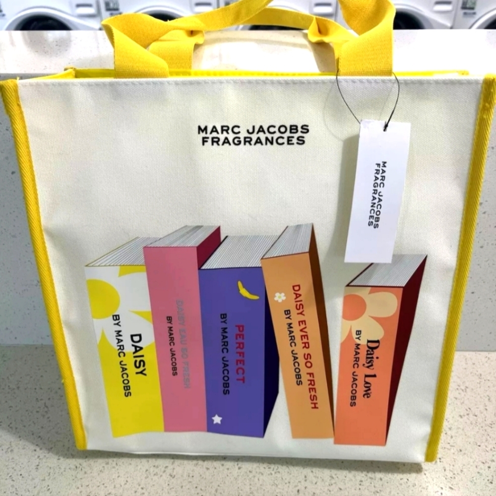 Marc Jacobs Fragrances Books Tote Bag White Yellow Color NWT Ltd Ed